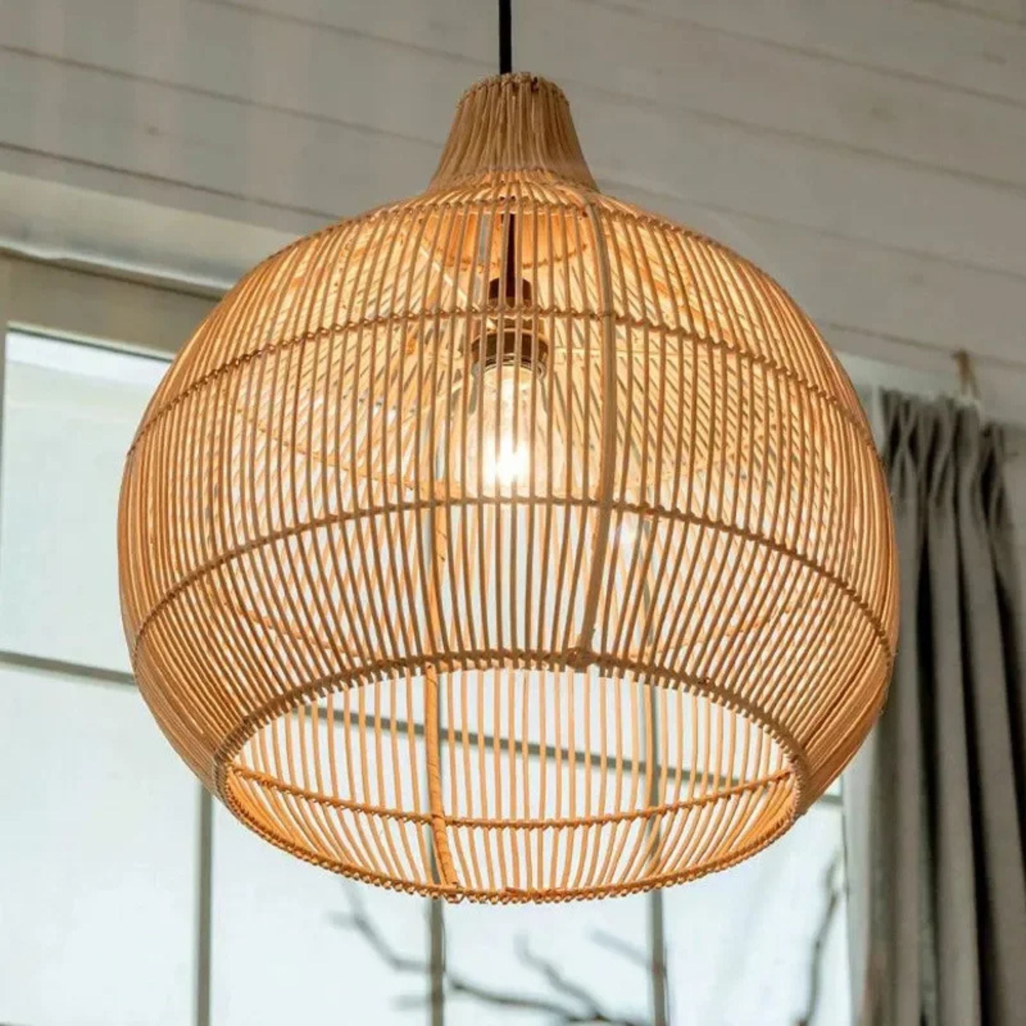 Suspension Goutte Rotin Naturel