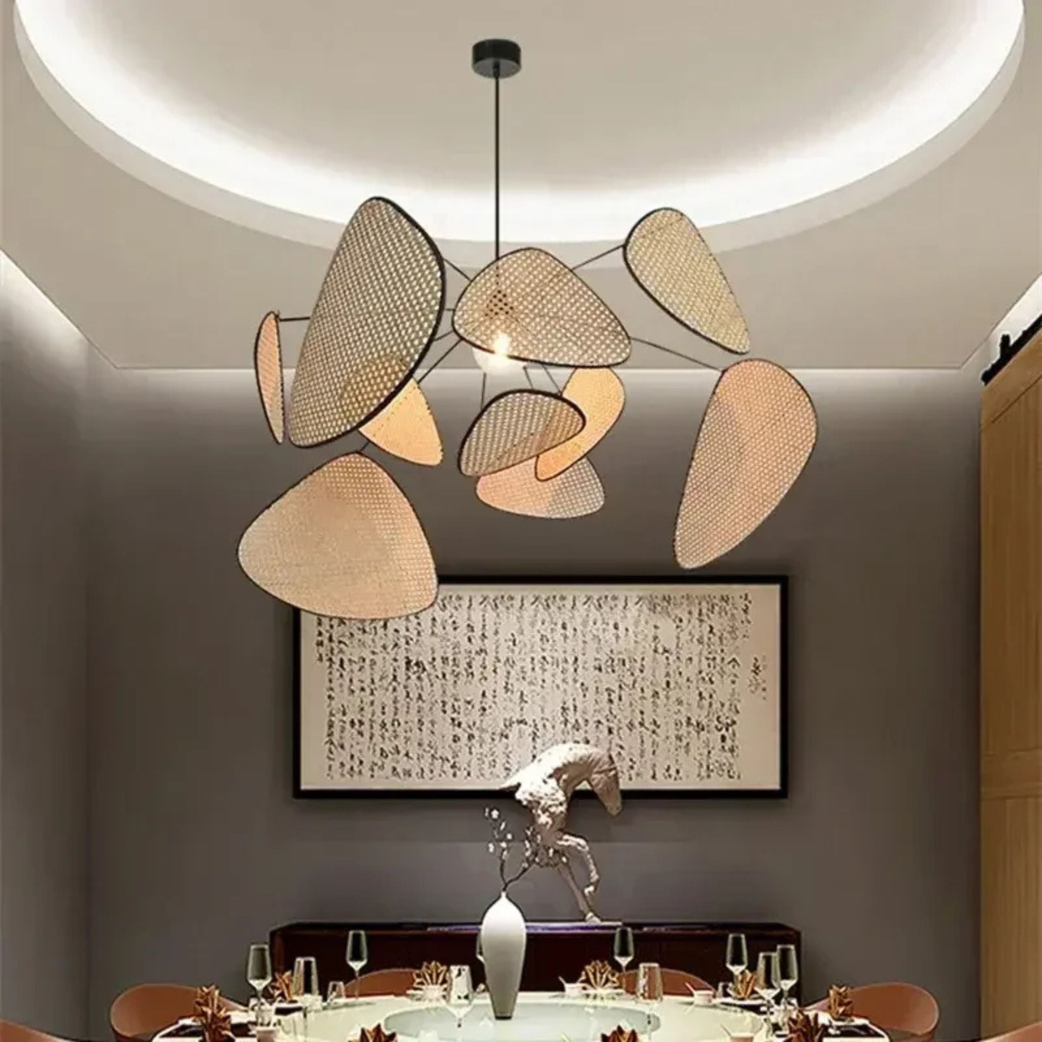 Suspension Galets Rotin Naturel