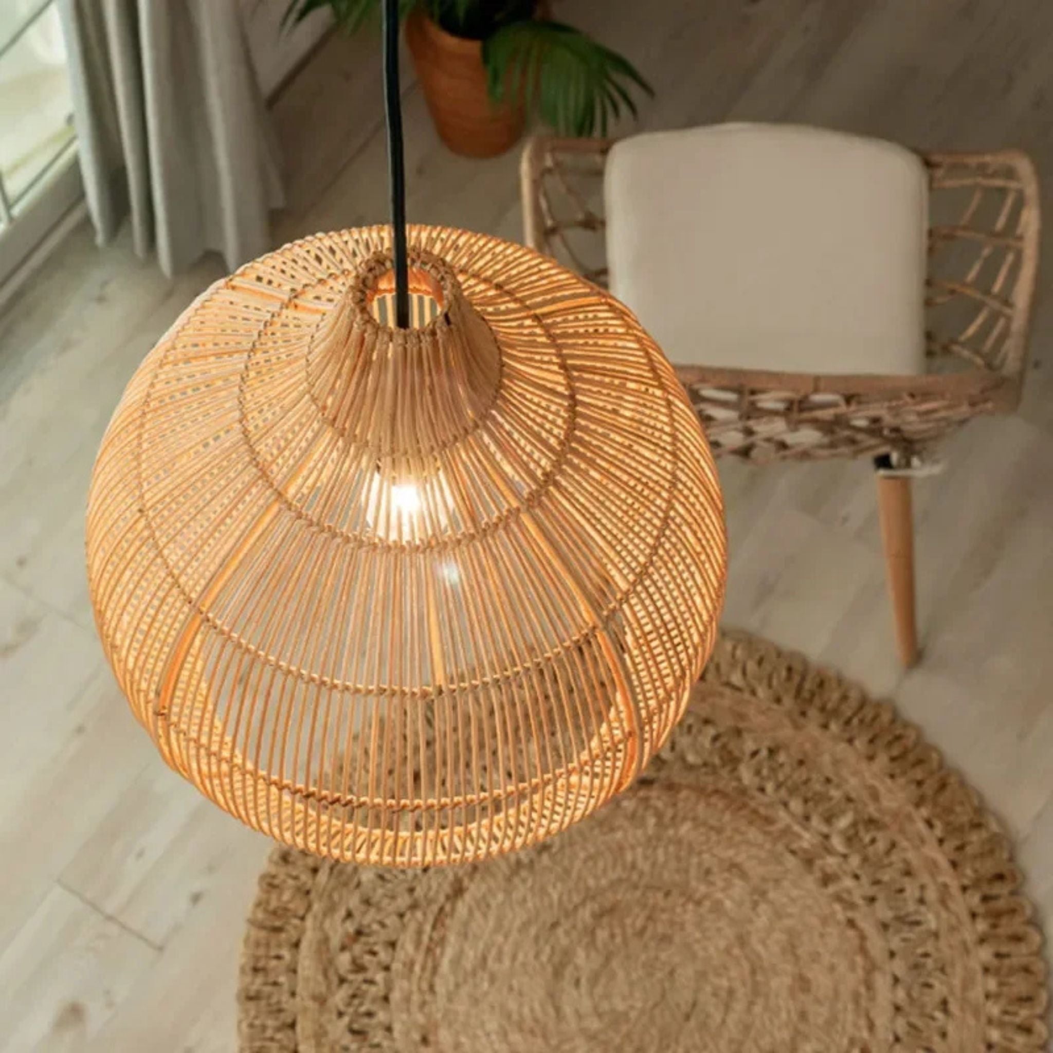 Suspension Goutte Rotin Naturel