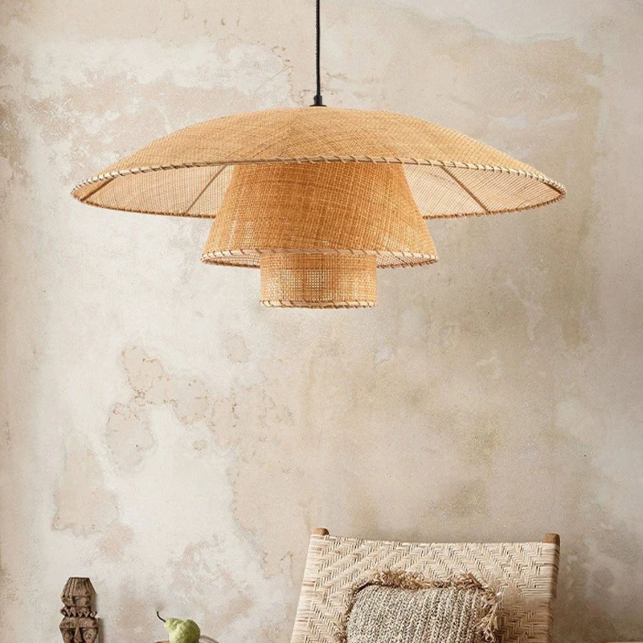 Suspension Ombrelle Rotin Naturel