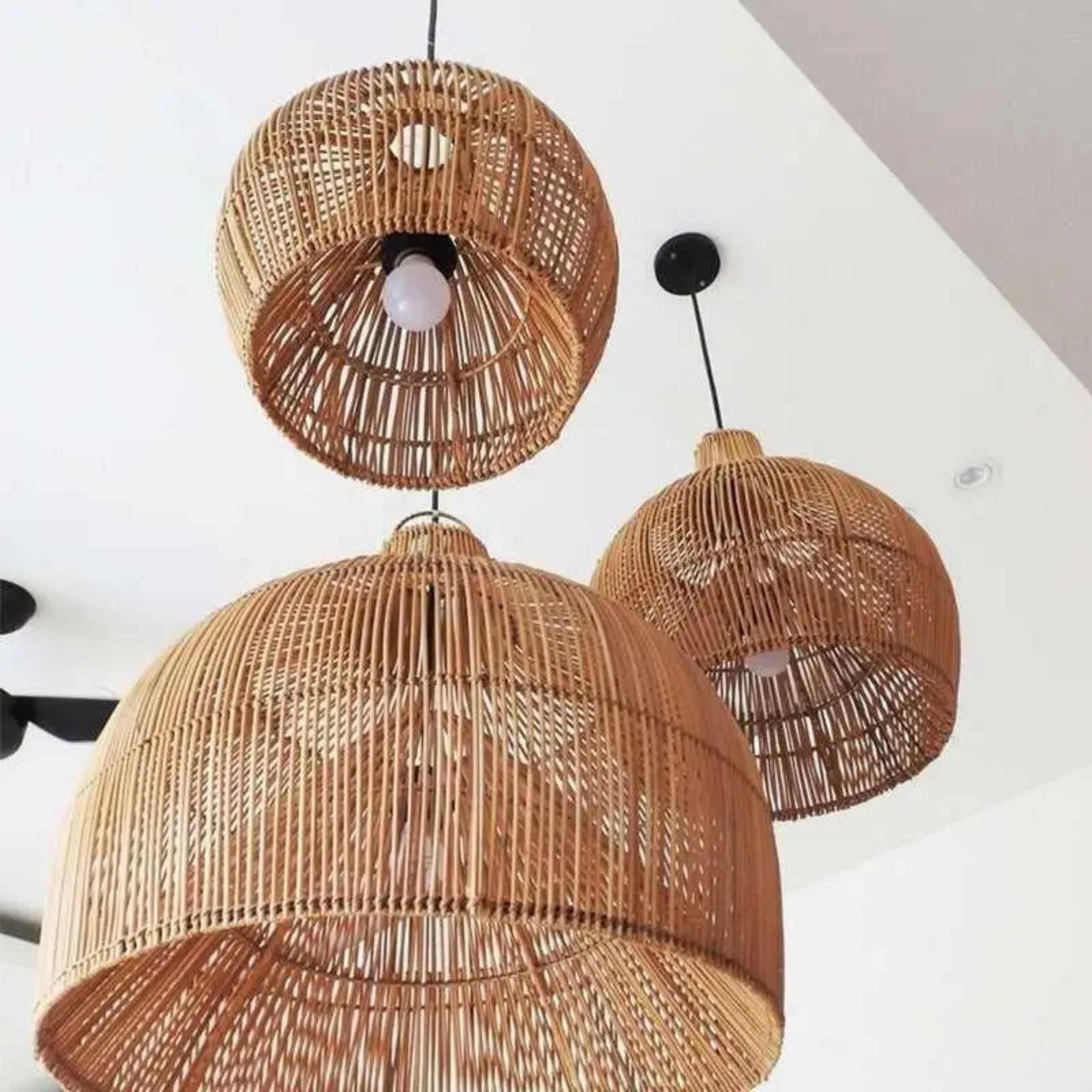 Suspension Goutte Rotin Naturel