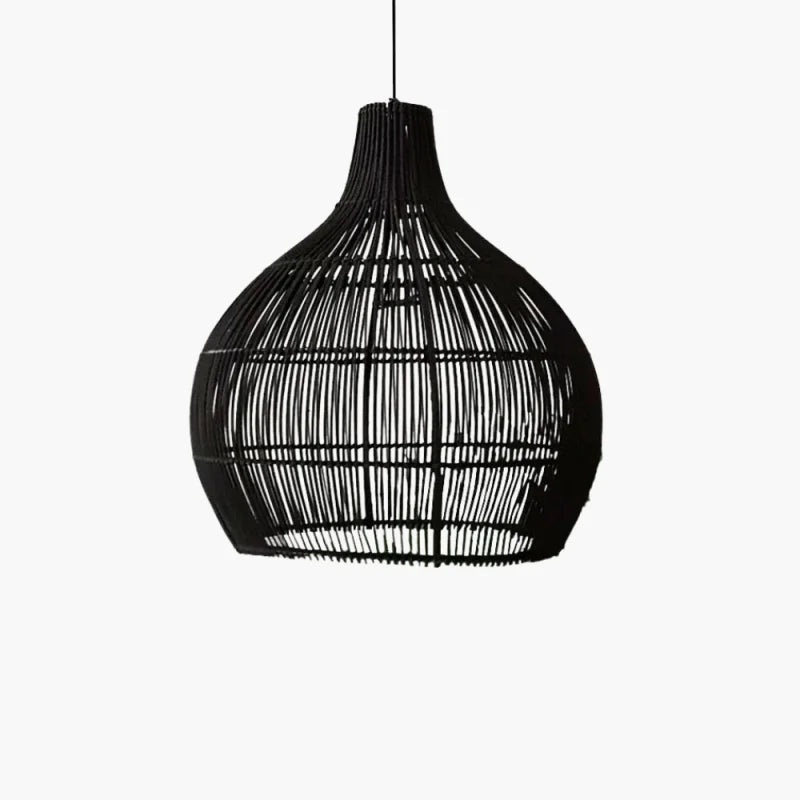 Grande Suspension Rotin Noir Tressé